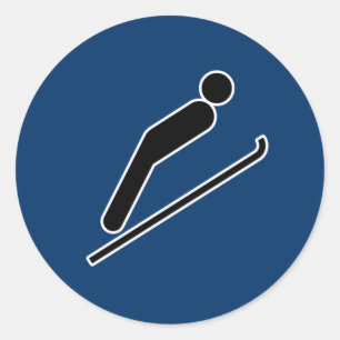 Ski Jump Classic Round Sticker