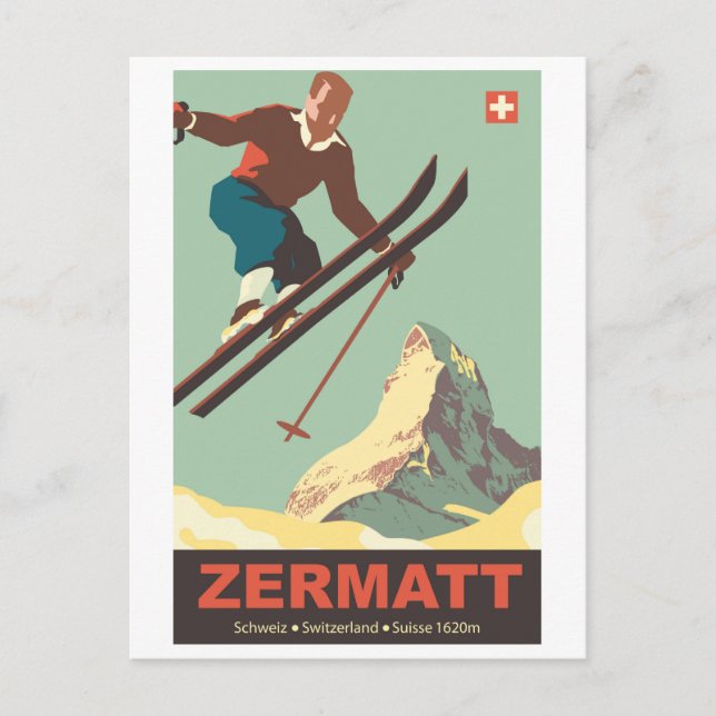Ski Jump on Zermatt, Switzerland Postcard (Front)