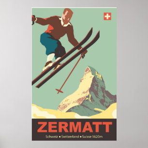 Ski Jump on Zermatt, Switzerland Poster