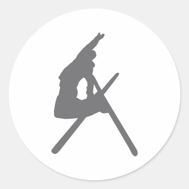 ski jump skier jumper classic round sticker (Front)