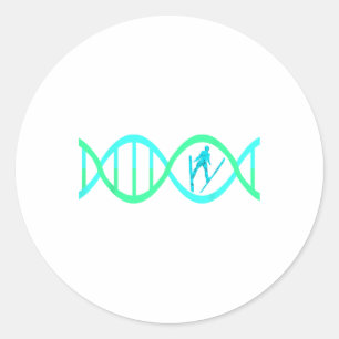 Ski Jumper Dna Ski Jumping Skier Athlete Skiing Wi Classic Round Sticker