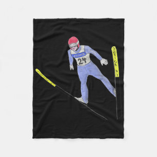 Ski Jumper Nordic Colour Winter Sports  Fleece Blanket