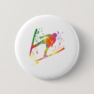 Ski Jumper Ski Flying Ski Jumping Nordic Skiing 1 6 Cm Round Badge