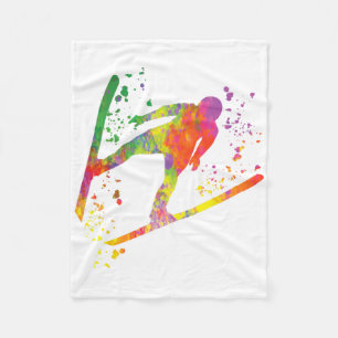 Ski Jumper Ski Flying Ski Jumping Nordic Skiing 1  Fleece Blanket