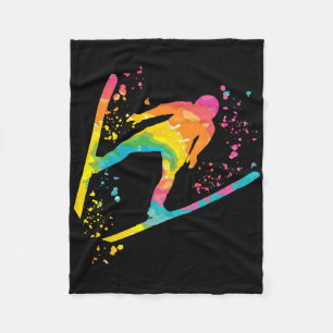 Ski Jumper Ski Flying Ski Jumping Nordic Skiing  Fleece Blanket