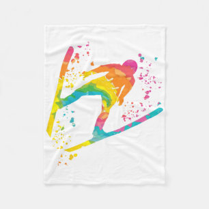 Ski Jumper Ski Flying Ski Jumping Nordic Skiing  Fleece Blanket