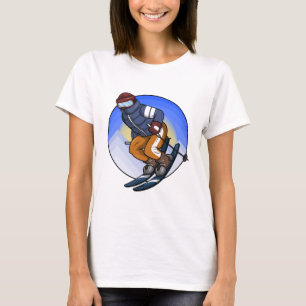Ski jumper with Skis Ski hat and Glasses T-Shirt