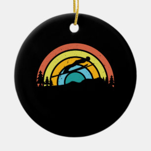 Ski Jumping Retro Ceramic Ornament