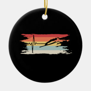 Ski Jumping Retro Ceramic Ornament