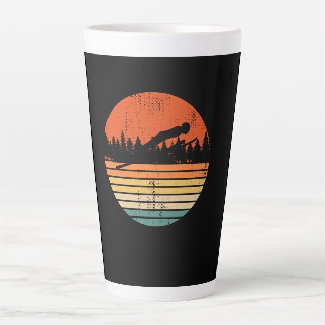 Ski Jumping Retro Ski Jumper Gift Latte Mug (Front)