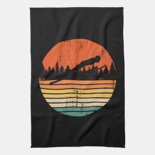 Ski Jumping Retro Ski Jumper Gift Tea Towel