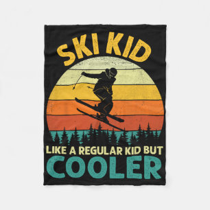 Ski Kid Like A Regular Kid But Cooler Funny Skiing Fleece Blanket