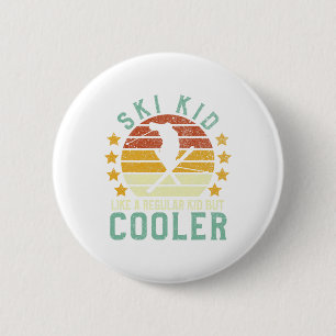 Ski Kids Funny Young Vintage Skier And Skiing Love 6 Cm Round Badge