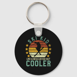 Ski Kids Funny Young Vintage Skier And Skiing Love Key Ring