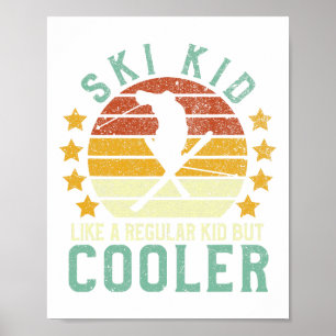 Ski Kids Funny Young Vintage Skier And Skiing Love Poster