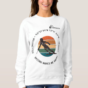 Ski Killington, Vermont - Woman Skier, Black Text Sweatshirt