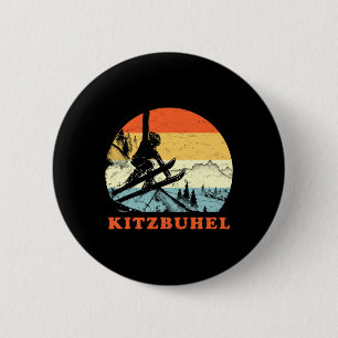 Ski Kitzbuhel, Austria Vintage Snow Skiing Vacatio 6 Cm Round Badge