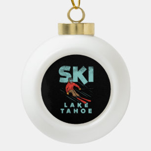 Ski Lake Tahoe  Ceramic Ball Christmas Ornament