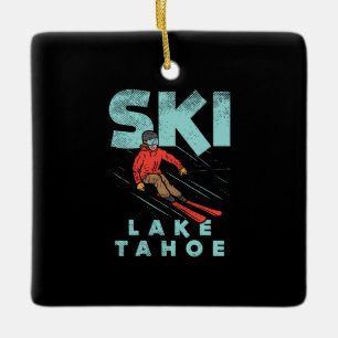 Ski Lake Tahoe Ceramic Ornament