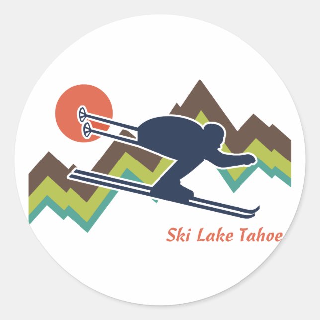 Ski Lake Tahoe Classic Round Sticker (Front)