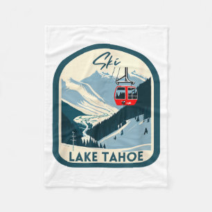 Ski lake tahoe retro vintage style lake tahoe fleece blanket