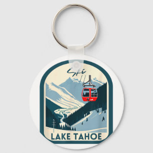 Ski lake tahoe retro vintage style lake tahoe key ring