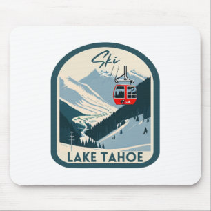Ski Lake Tahoe Retro Vintage Style Lake Tahoe Skii Mouse Pad