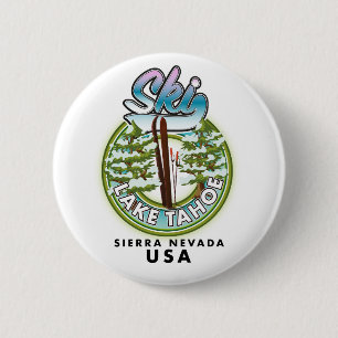 Ski Lake Tahoe Sierra Nevada USA 6 Cm Round Badge