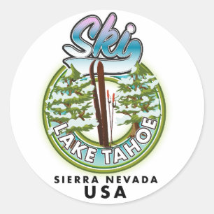 Ski Lake Tahoe Sierra Nevada USA Classic Round Sticker