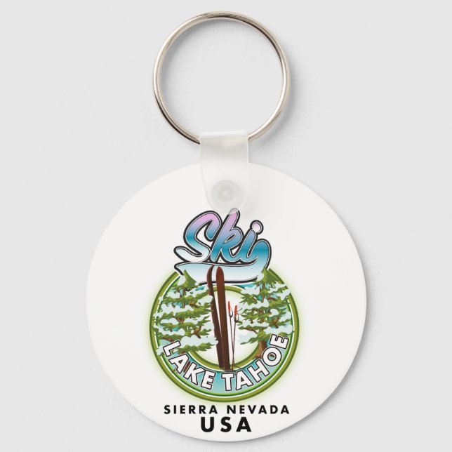 Ski Lake Tahoe Sierra Nevada USA Key Ring (Front)