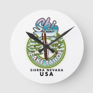 Ski Lake Tahoe Sierra Nevada USA Round Clock