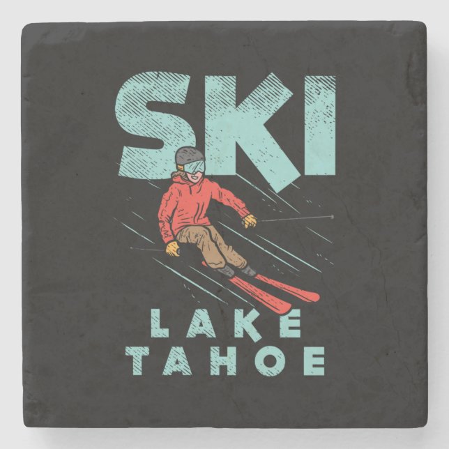Ski Lake Tahoe  Stone Coaster (Front)