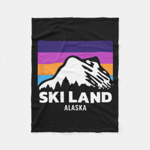 Ski Land Fairbanks Alaska Skiing Snowboarding Fami Fleece Blanket