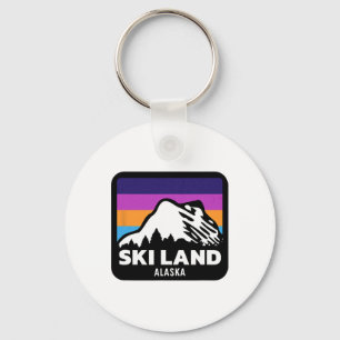 Ski Land Fairbanks Alaska Skiing Snowboarding Fami Key Ring