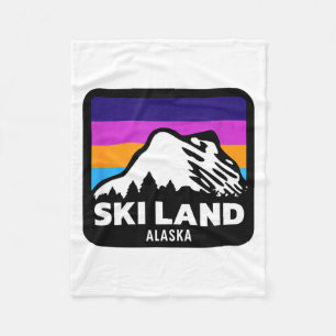Ski land fairbanks alaska skiing snowboarding fleece blanket