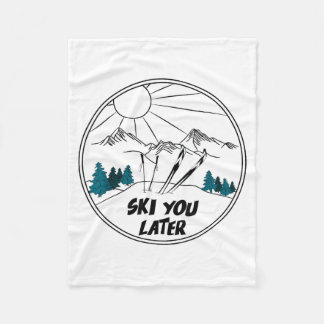 Ski later winter sports vintage powder snow skiing fleece blanket