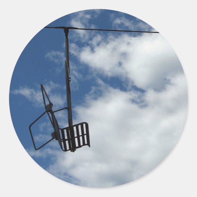 Ski Lift and Sky Classic Round Sticker (Front)