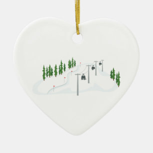 Ski Lift Ceramic Ornament