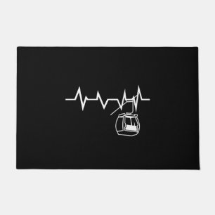 Ski Lift Heartbeat Skier Doormat