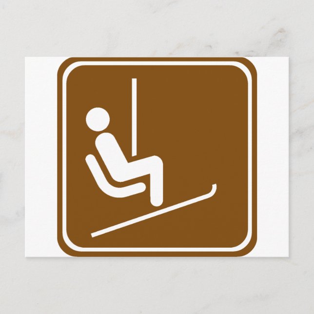 Ski Lift Highway Sign Postcard (Front)