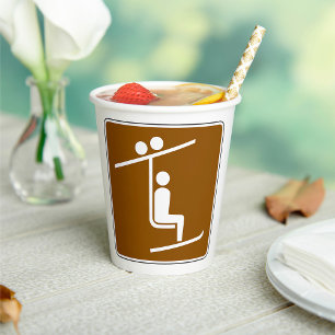 Ski Lift Symbol Rustic Winter Sports Icon Paper Cups