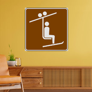 Ski Lift Symbol Rustic Winter Sports Icon Poster