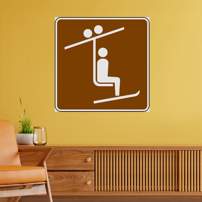Ski Lift Symbol Rustic Winter Sports Icon Poster (Creator Uploaded)