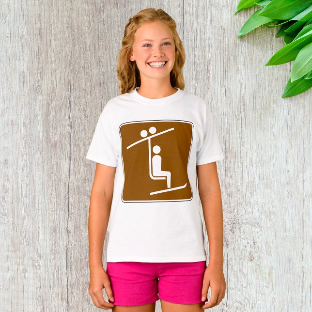 Ski Lift Symbol Rustic Winter Sports Icon T-Shirt (Creator Uploaded)