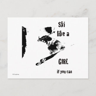 ski like a girl postcard