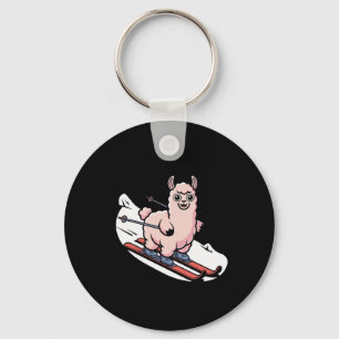 Ski Llama Downhill Alpine Snow Cute Winter Ride Key Ring