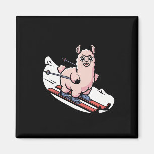 Ski Llama Downhill Alpine Snow Cute Winter Ride Magnet