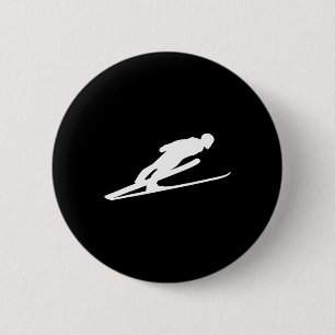Ski Long Jump Jumping Outfit Skiing Snow Skier Win 6 Cm Round Badge