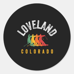 Ski Loveland Skier Loveland Mountain Skier Retro V Classic Round Sticker