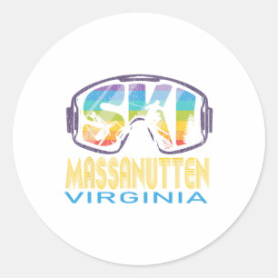 Ski Manutten Vermont Skiing Vacation Classic Round Sticker